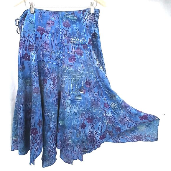 The Pyramid Collection Blue Purple Festival Handkerchief Midi Skirt Like New - Picture 3 of 10